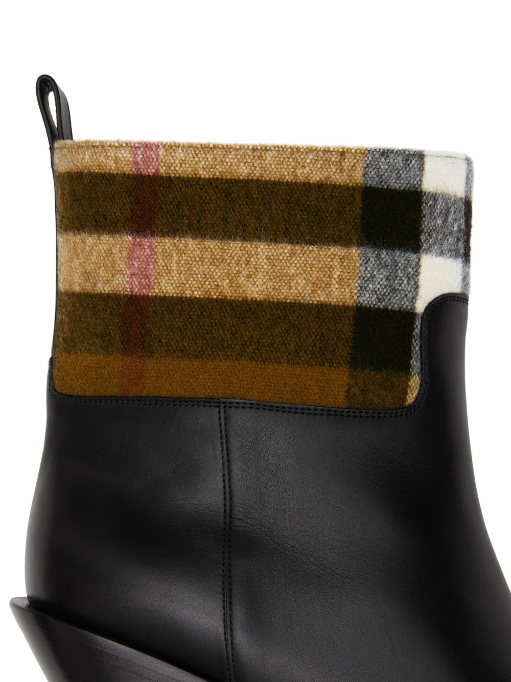 Shop Burberry Exaggerated Check Panelled Leather Boots In Schwarz