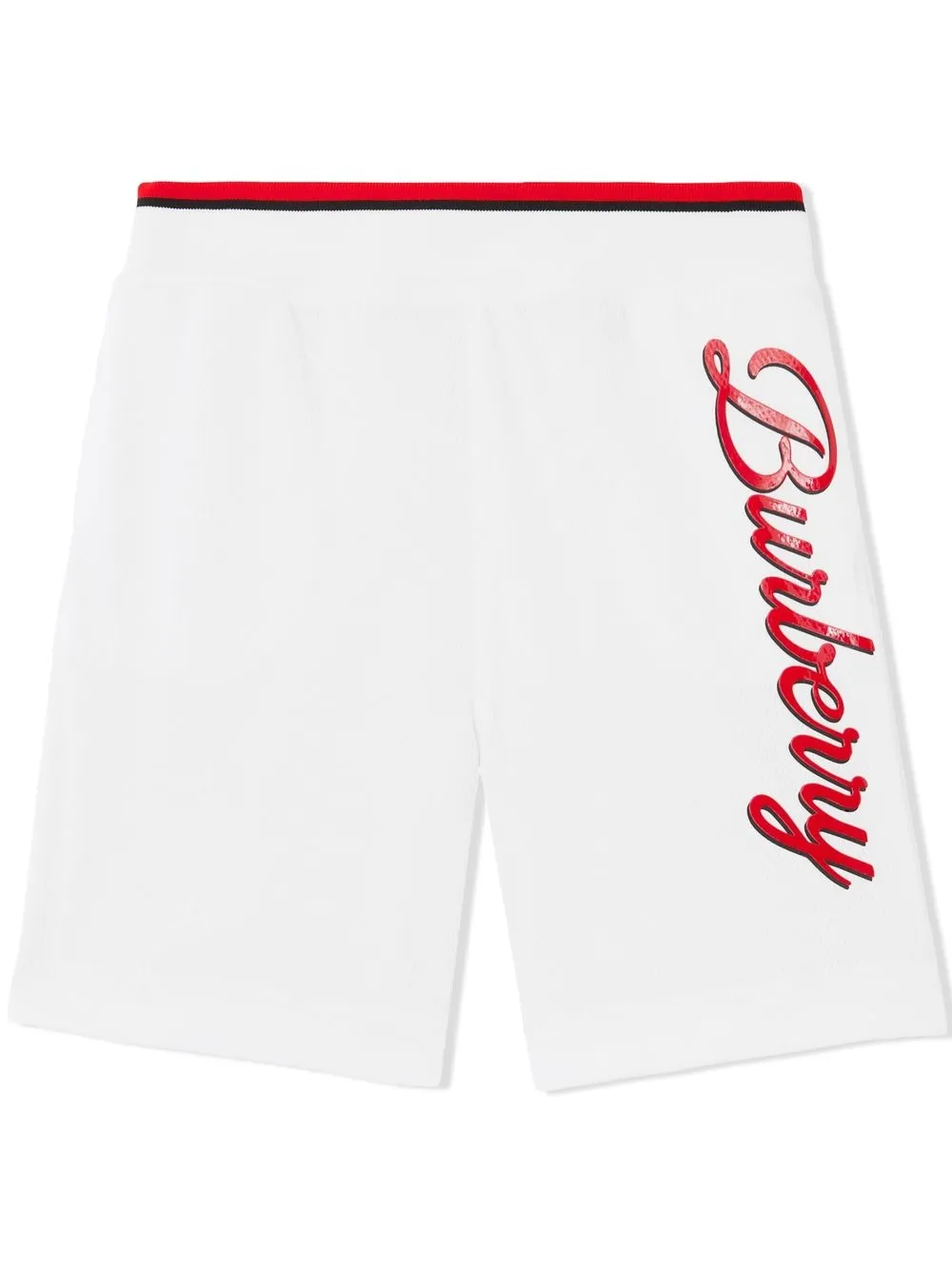 

Burberry Kids logo script jersey mesh shorts - White