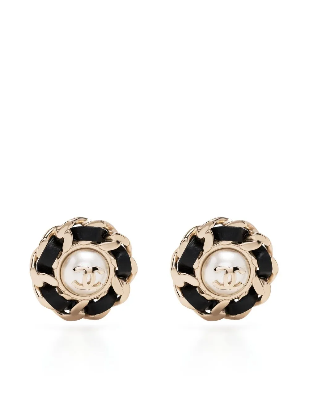 

CHANEL Pre-Owned CC pearl button earrings - Gold