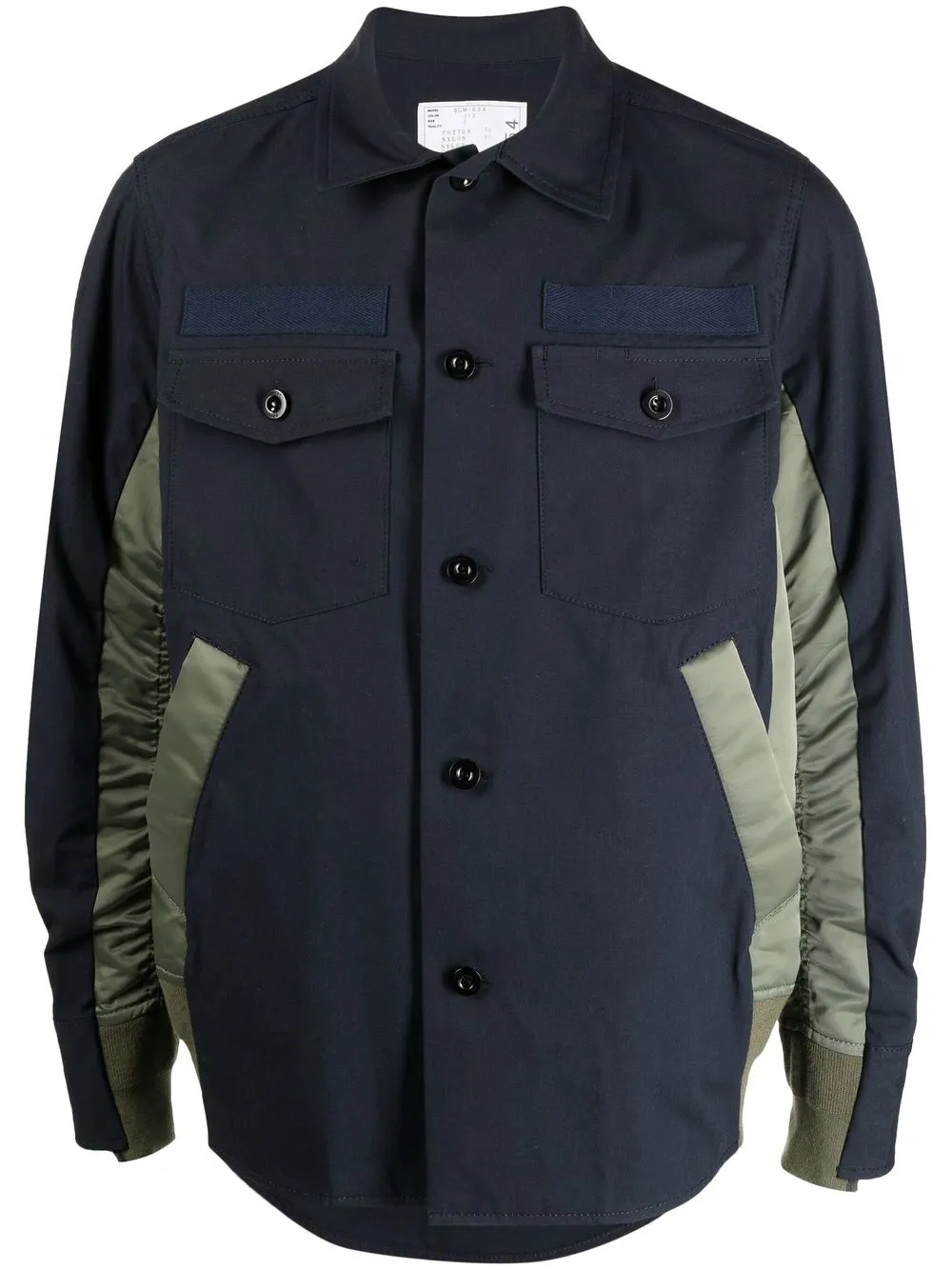 

sacai patchwork long-sleeve shirt - Blue