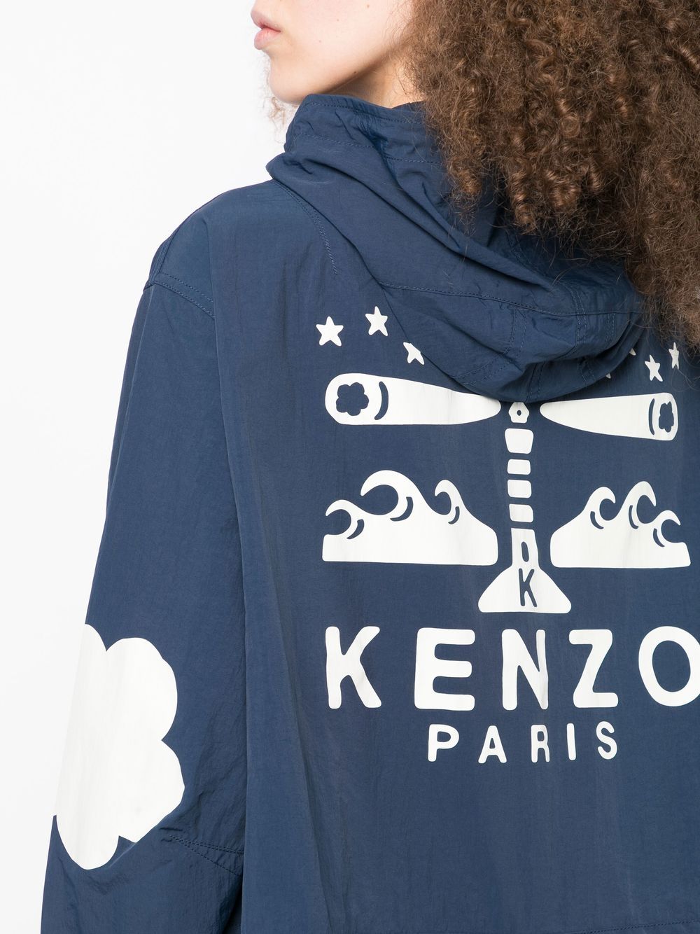 Shop Kenzo Sailor Long Windbreaker Jacket In Blue