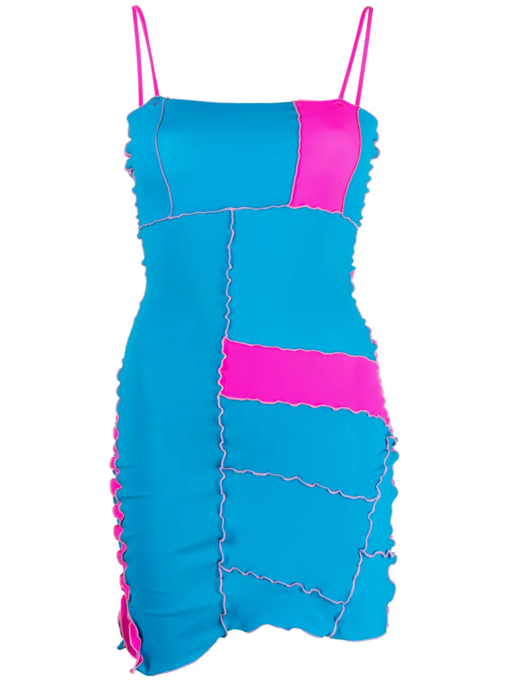 sherris patchwork lettuce-hem minidress