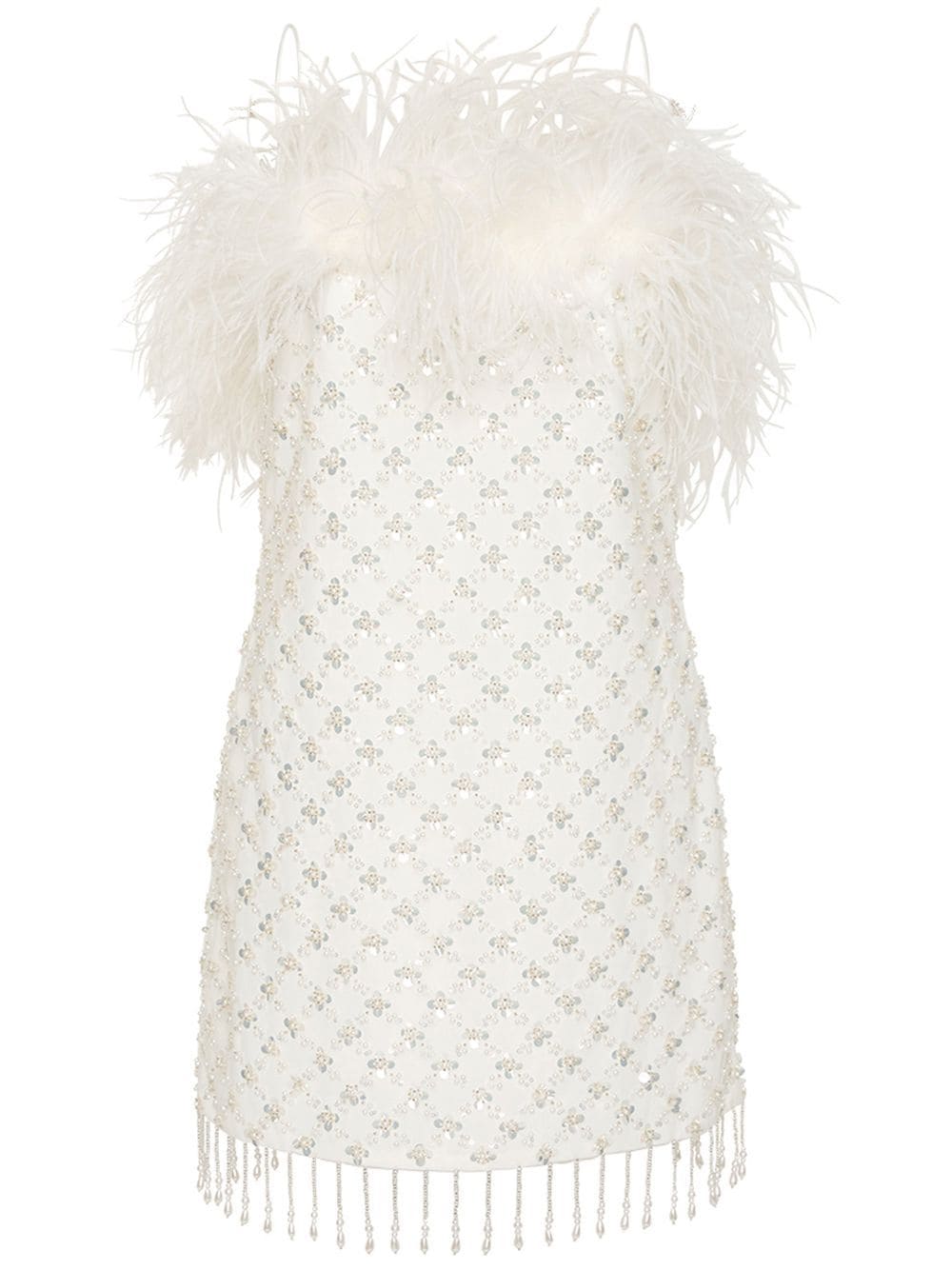 Shop Rebecca Vallance Chantal Feather-trim Mini Dress In White