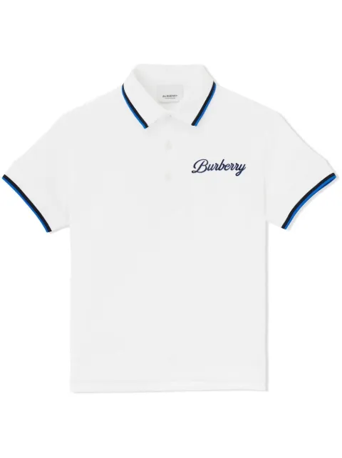 Burberry Kids logo script-print cotton piqué polo shirt