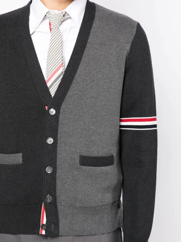 Thom Browne colour-block Cotton Cardigan | Grey | FARFETCH
