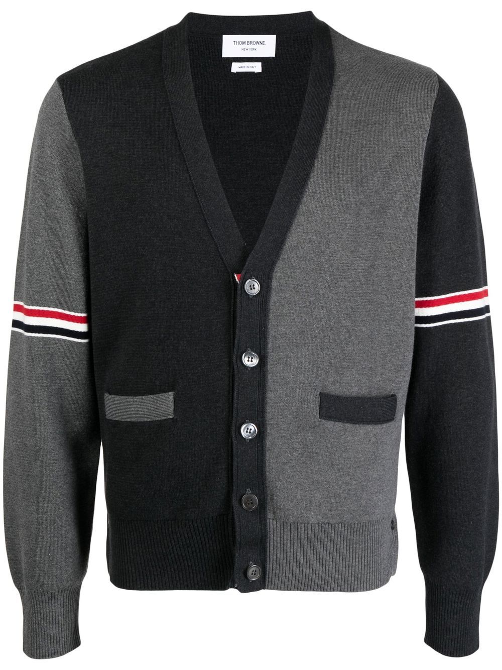 

Thom Browne colour-block cotton cardigan - Grey