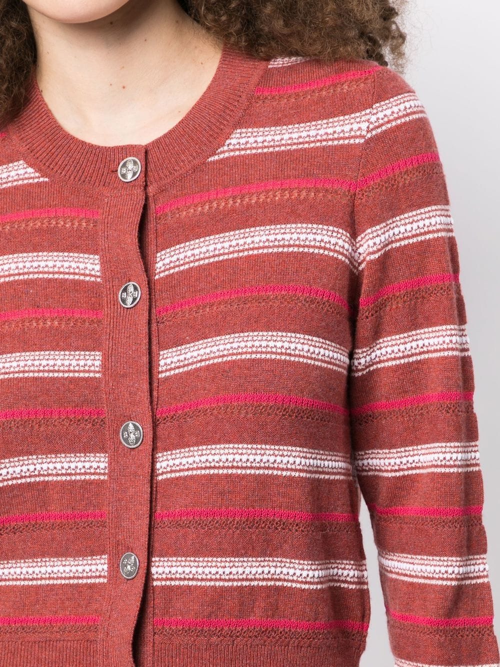 Shop Barrie Striped Knitted Jumper In Red