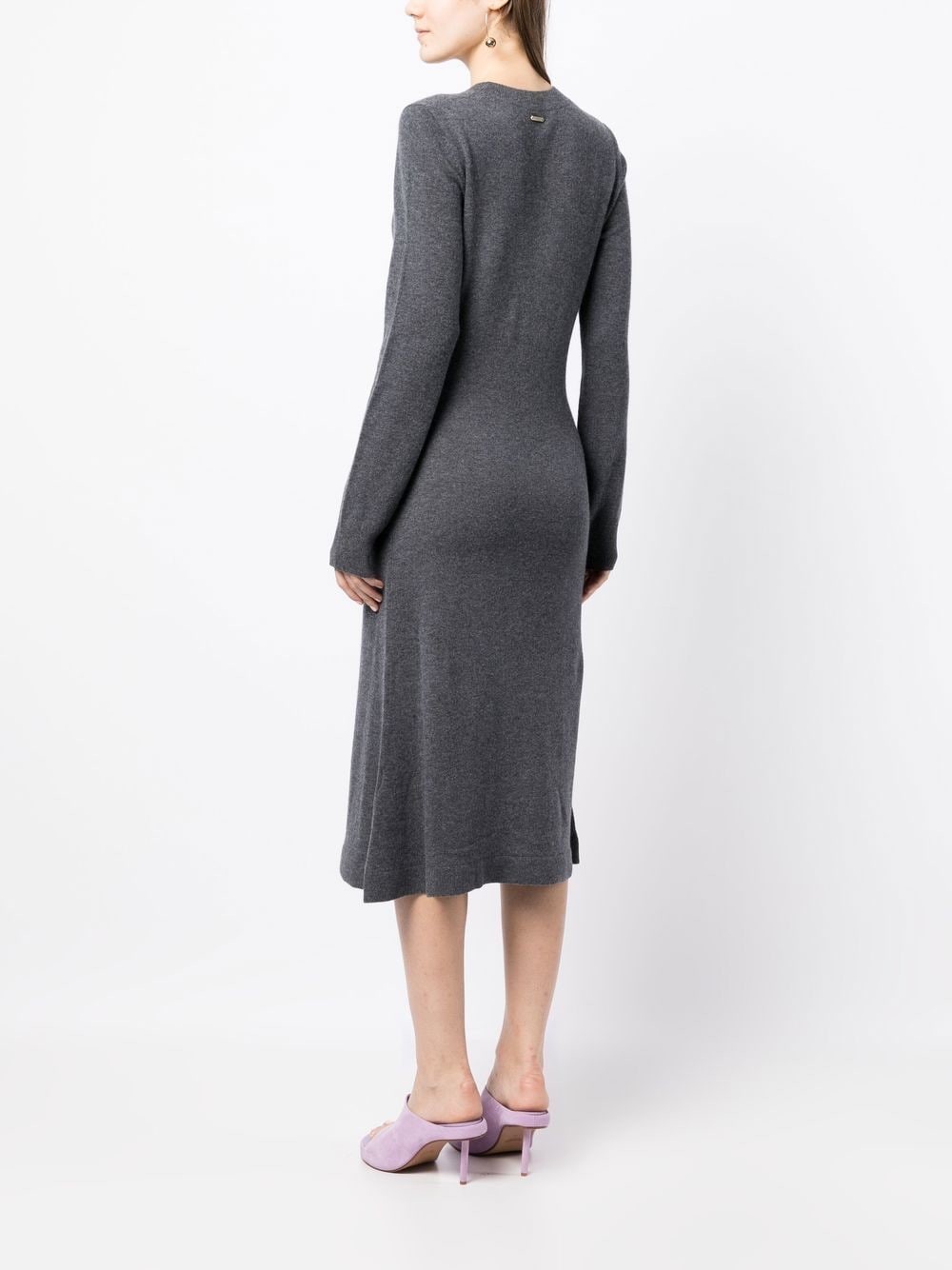 Shop Jw Anderson Buckled-waist Knit Dress In Grey