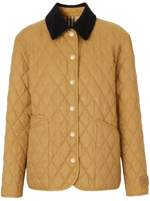 Burberry corduroy-collar diamond-quilted jacket Women
