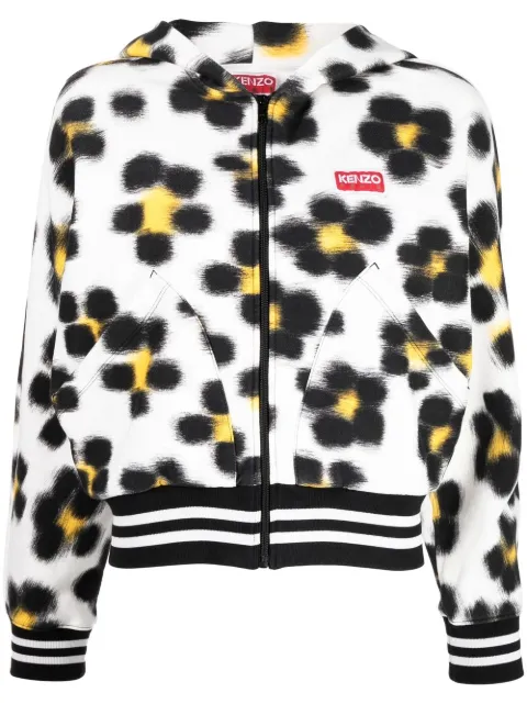 floral-print zip-up hoodie