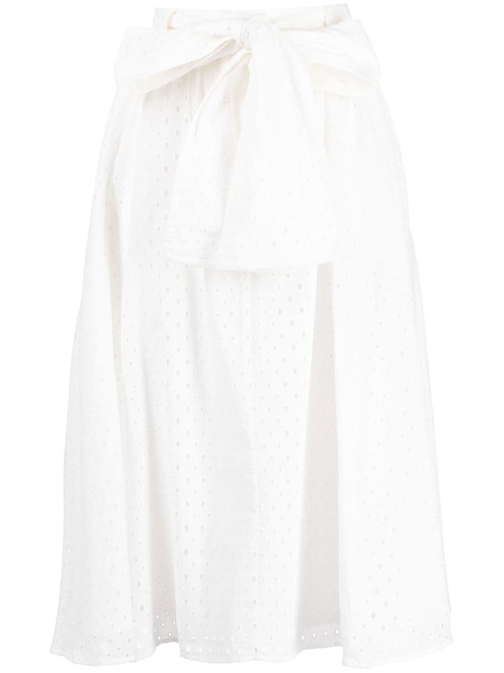 Shop Kenzo Flared Perforated Skirt In White