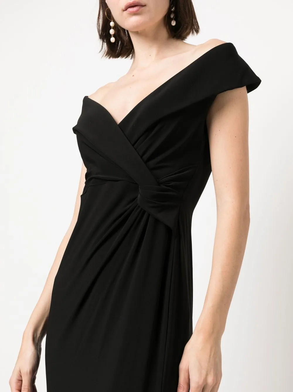 Ralph Lauren Sleeveless Pinched-waist Gown In Black