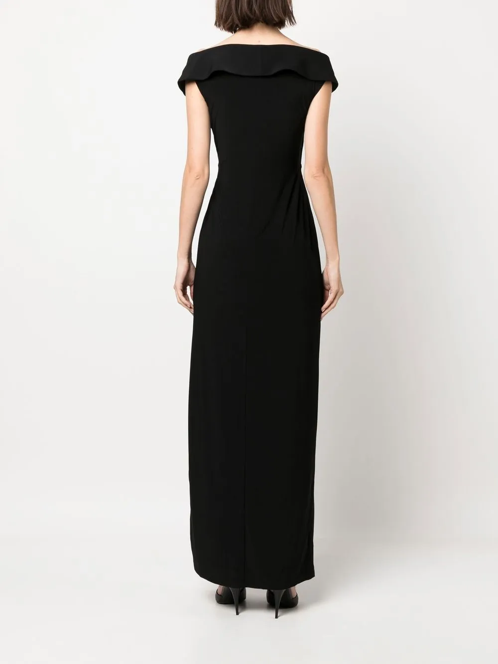 Ralph Lauren Sleeveless Pinched-waist Gown In Black