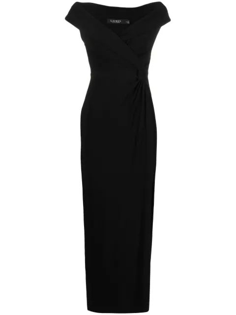 Lauren Ralph Lauren sleeveless pinched-waist gown