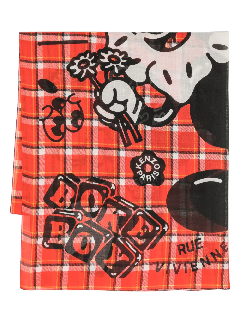 Kenzo illustration-print square scarf - Red