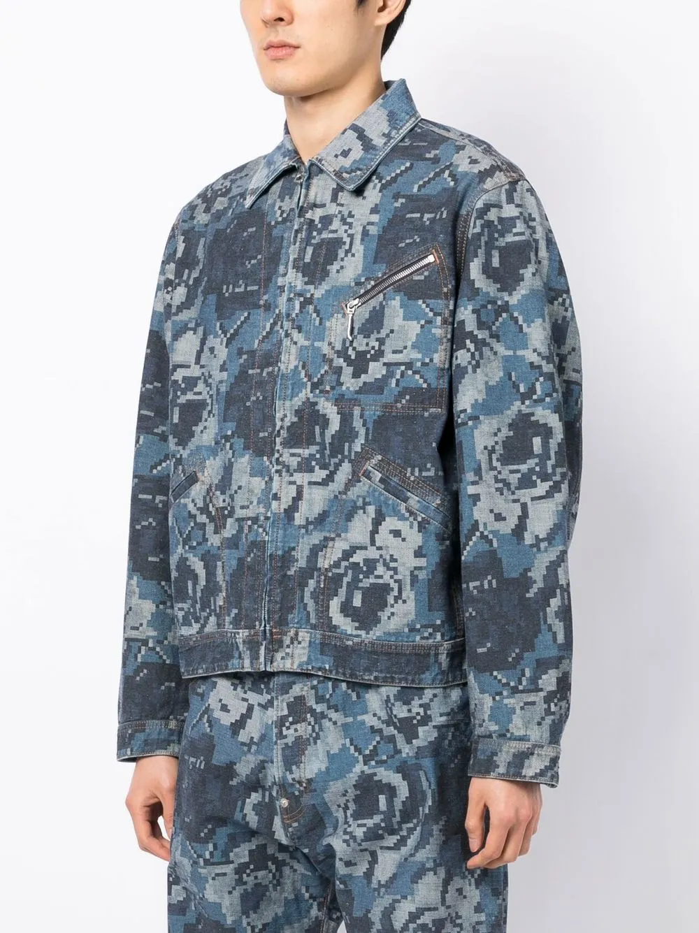 Kenzo Jeansjacke Mit Pixel-Print - Farfetch