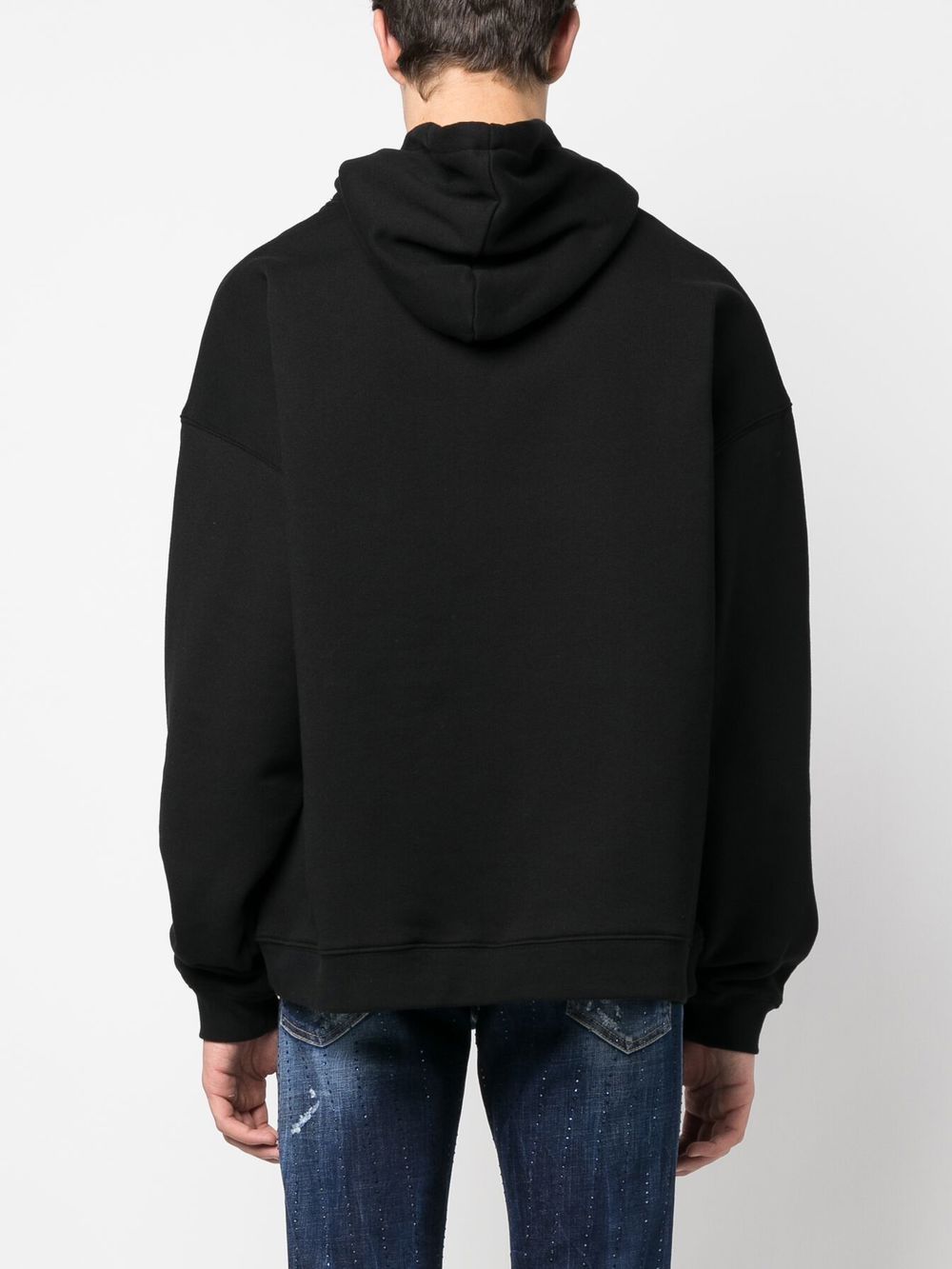 Shop Dsquared2 Palm-tree Print Cotton Hoodie In Schwarz