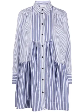 GANNI Striped Patchwork Shirt Dress - Farfetch