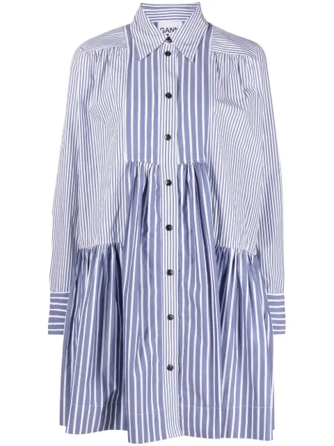 GANNI striped patchwork shirt dress