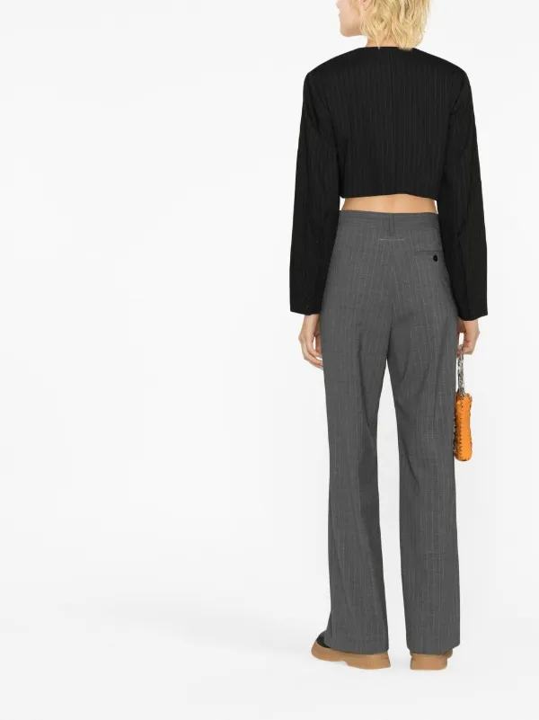 GANNI ストライプ クロップドジャケット | ブラック | FARFETCH JP