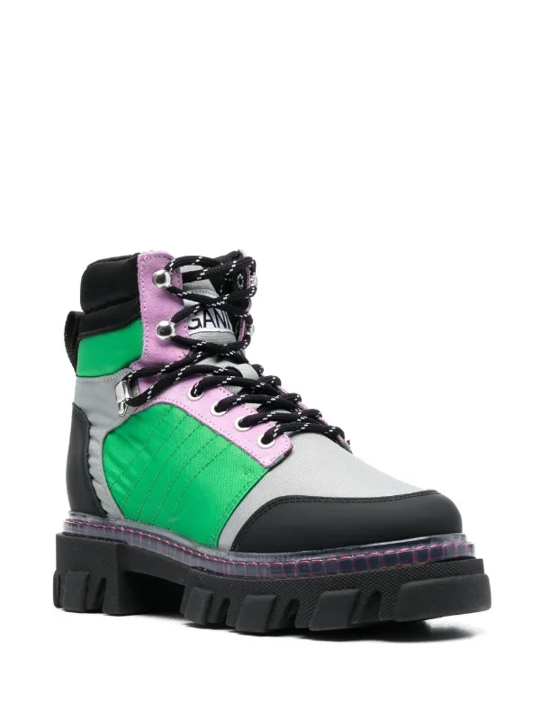 【関税&送料込み】Ganni Boots GANNI Colourblock Hiking Boots | Black | FARFETCH