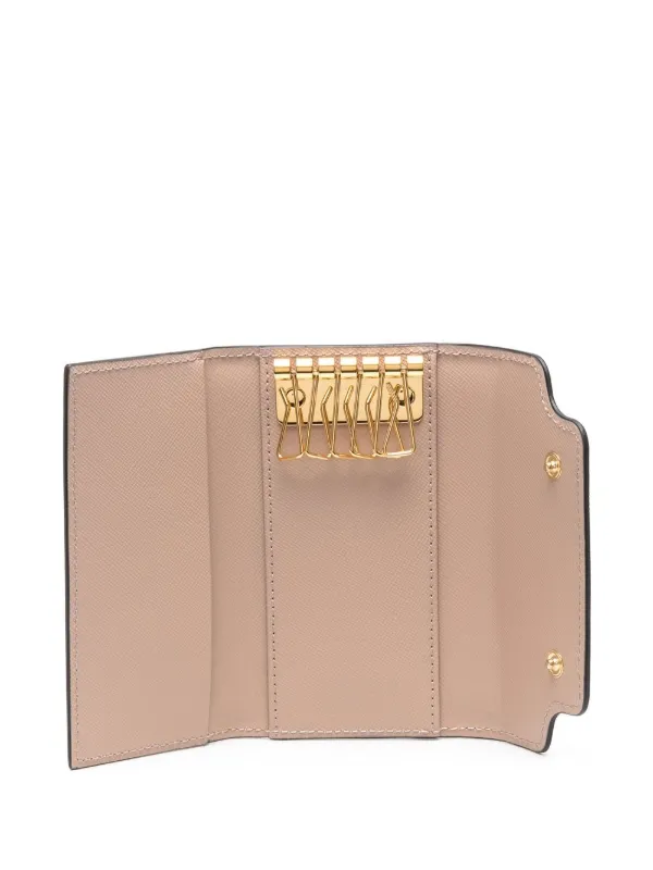 長財布 MARNI Two-tone leather key chain case Marni two-tone Leather Keyholder | Neutrals | FARFETCH