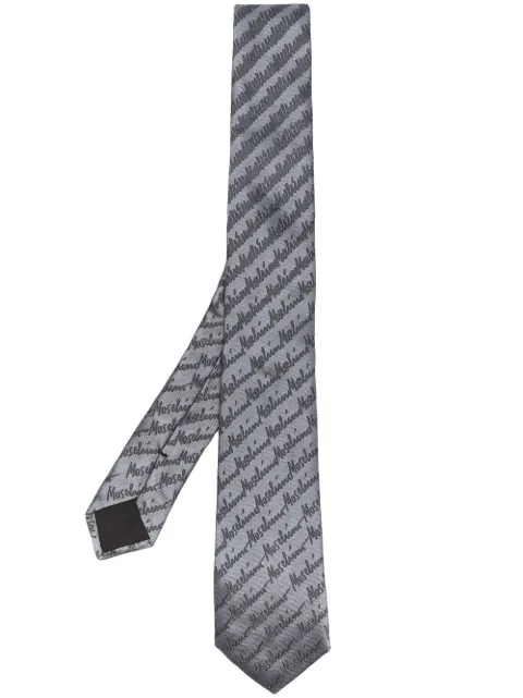 Moschino silk embroidered-logo tie