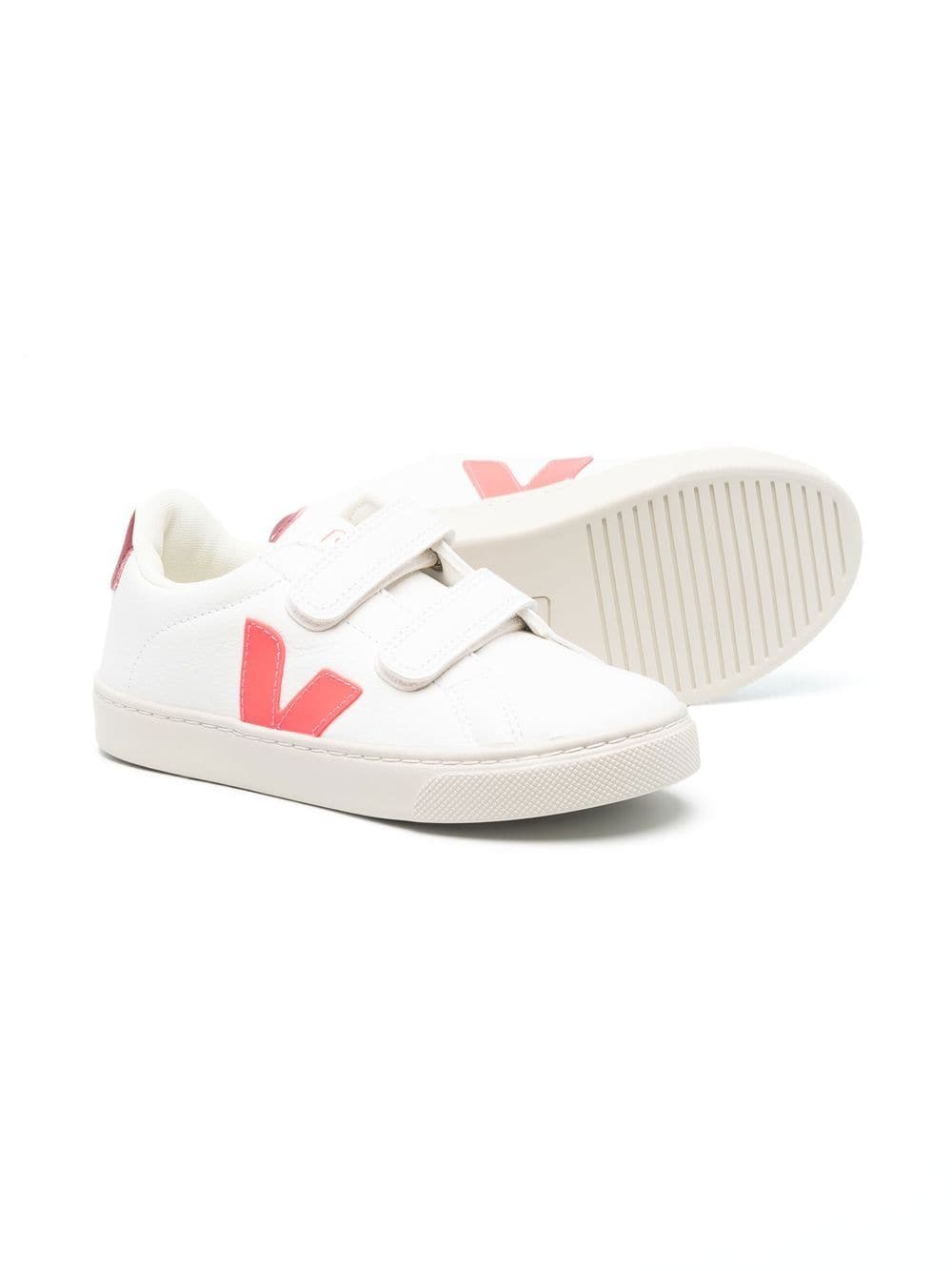 Shop Veja Touch-strap Calf-leather Sneakers In White