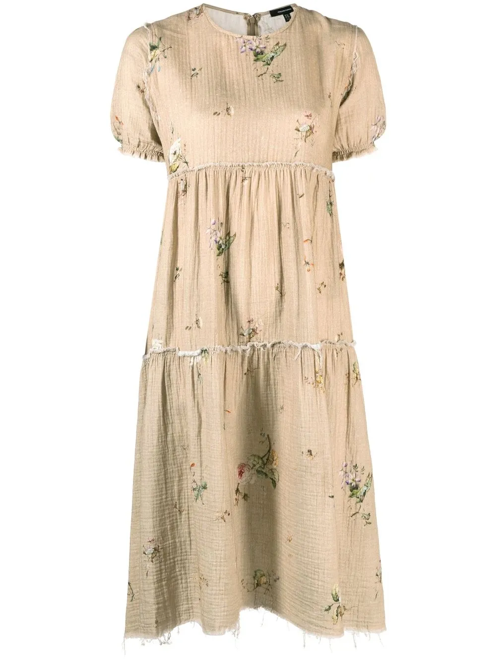 

R13 floral-print raw-cut smock dress - Neutrals