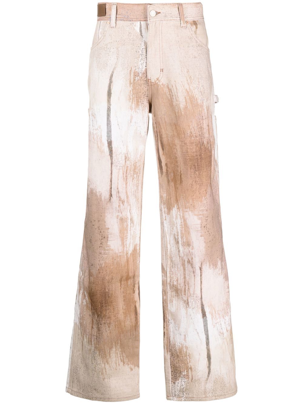abstract-print loose-cut jeans