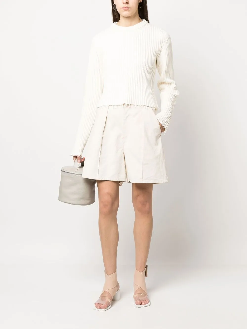 MM6 Maison Margiela Geribbelde trui - Wit