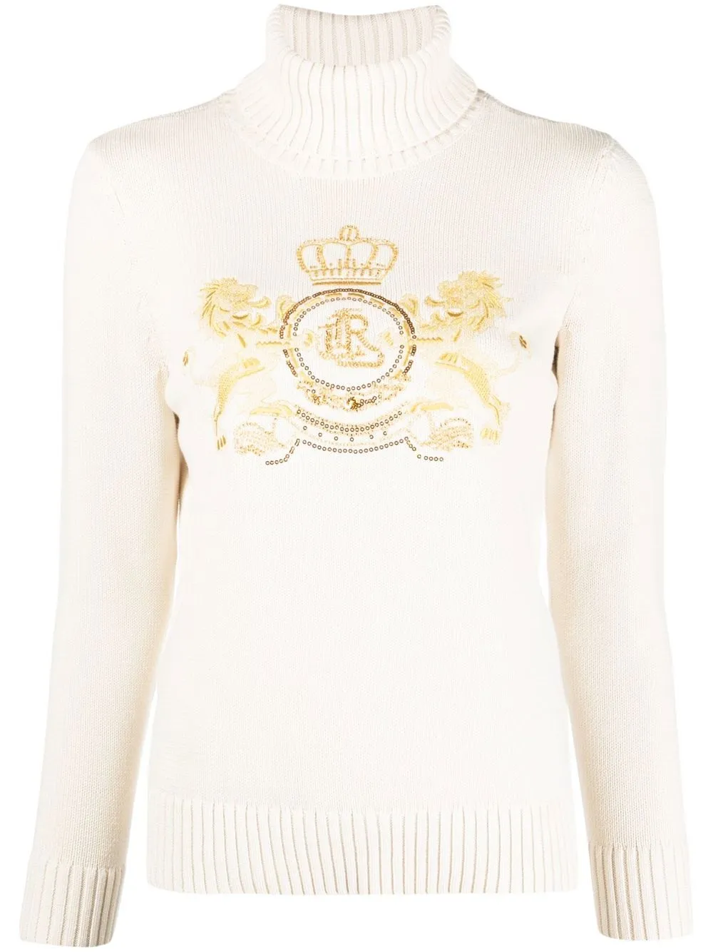

Lauren Ralph Lauren embroidered-logo roll-neck jumper - Neutrals