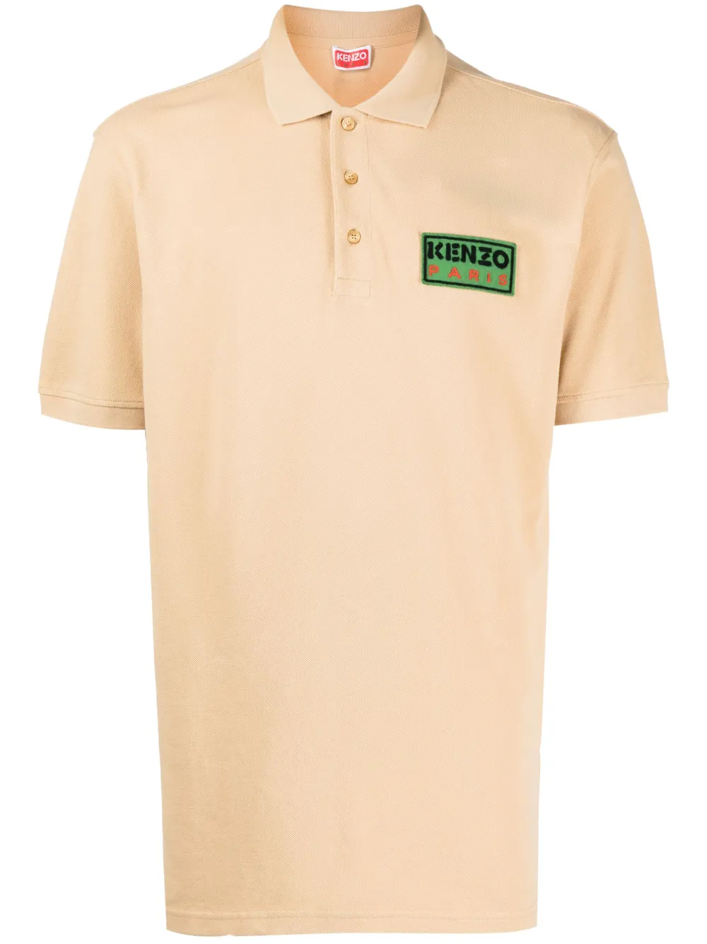 Kenzo logo-patch cotton polo shirt - Brown