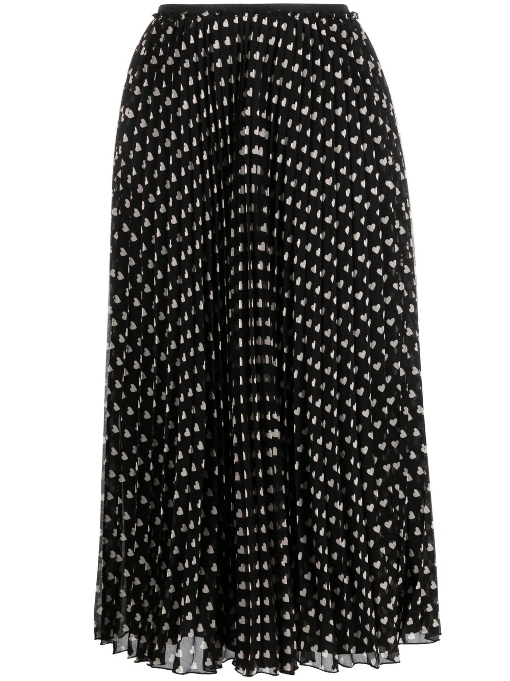 

RED Valentino heart-print pleated midi skirt - Black