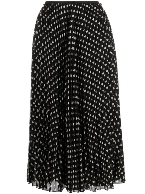 RED Valentino heart-print pleated midi skirt