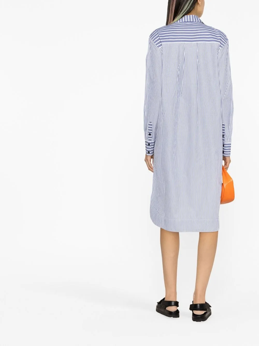 Shop Ganni Striped Shirt Dress In Blau