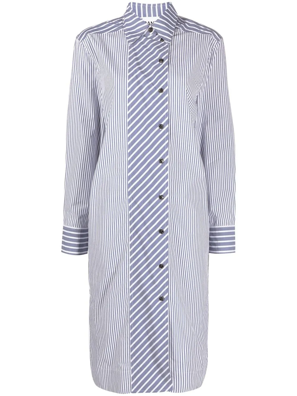 Shop Ganni Striped Shirt Dress In Blau