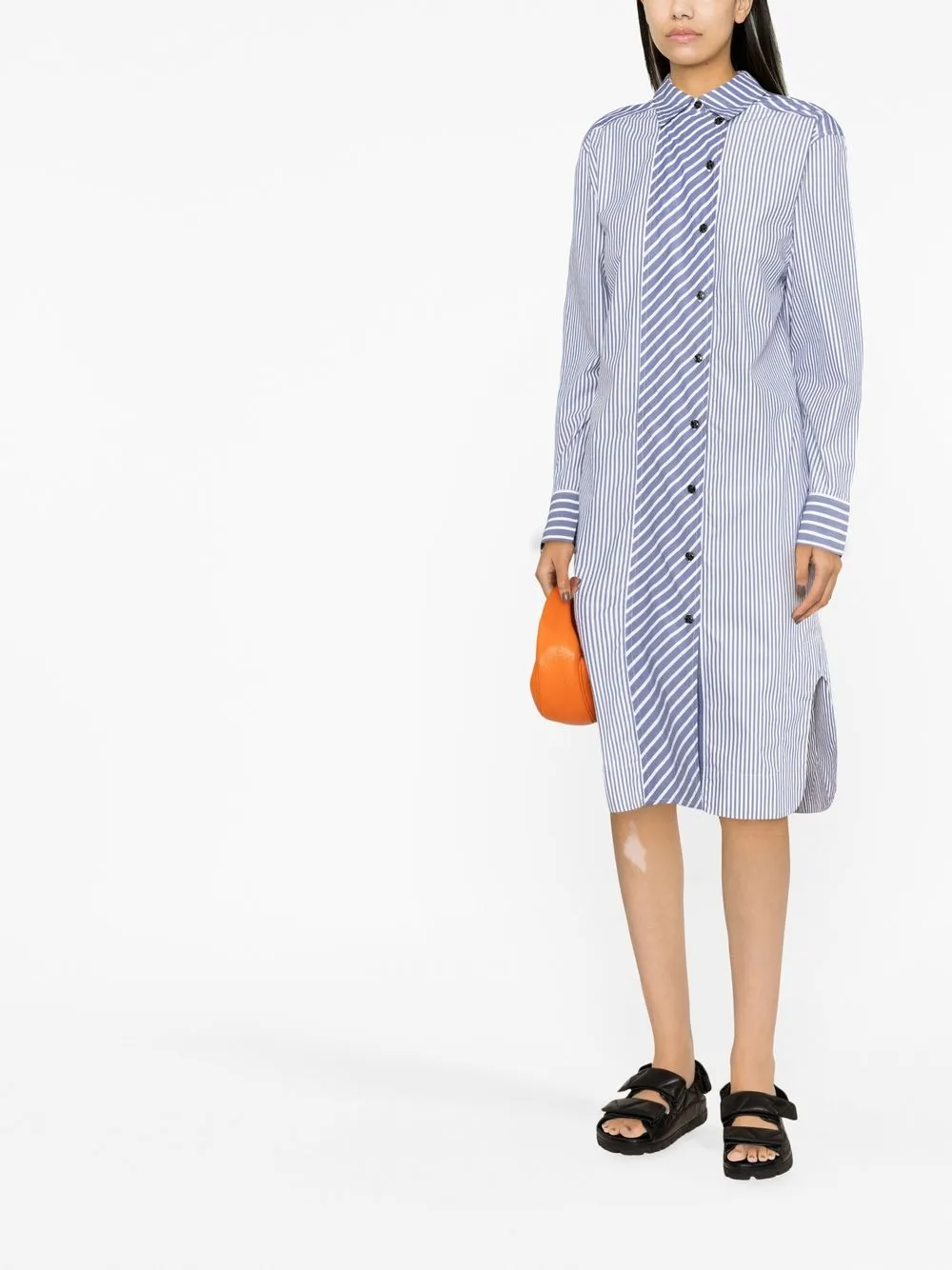 Shop Ganni Striped Shirt Dress In Blau