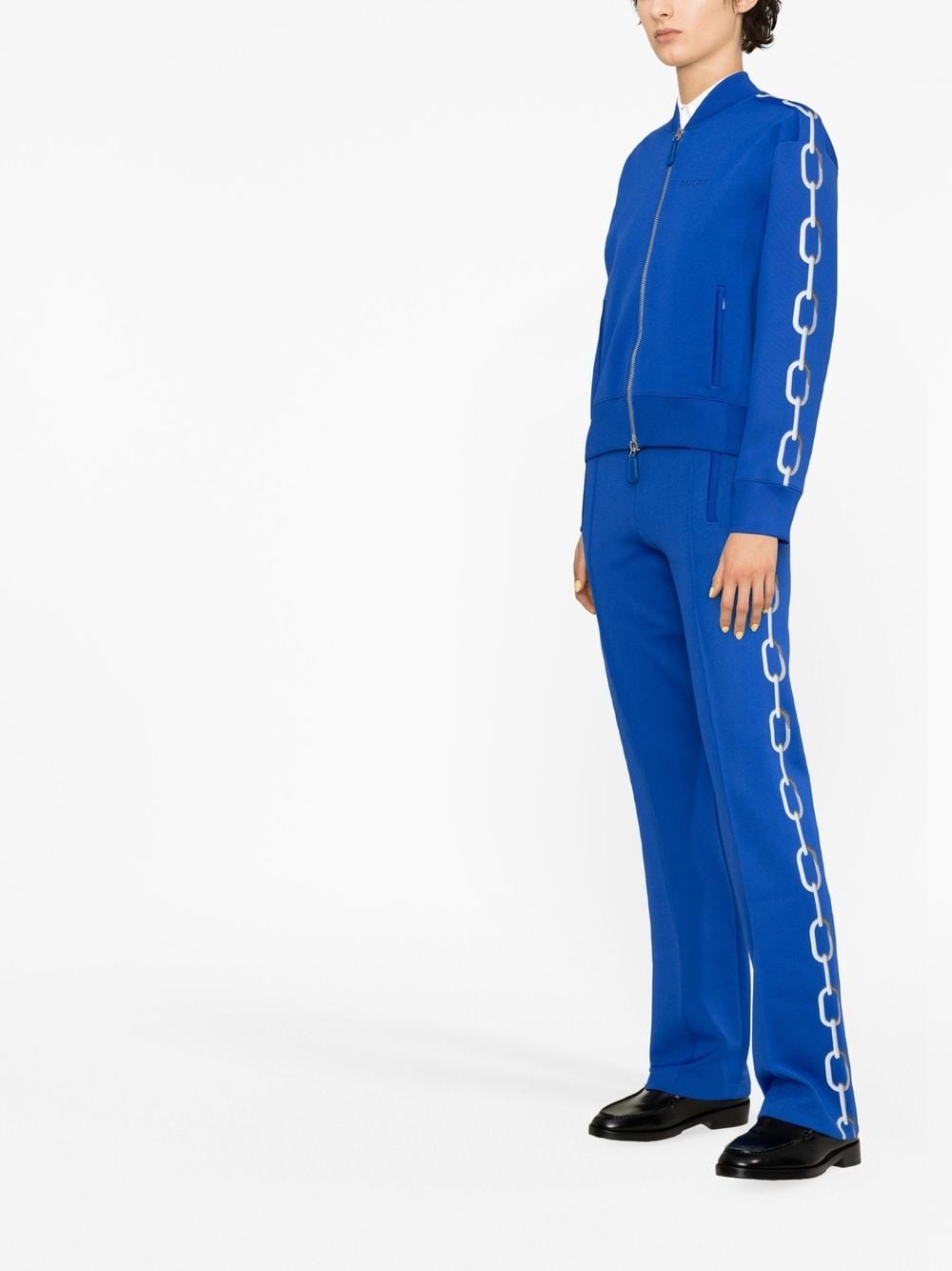 Shop Burberry Chain-print Zipped Track Jacket In Blau