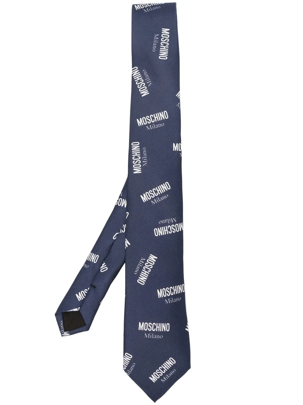 

Moschino silk logo-print tie - Blue