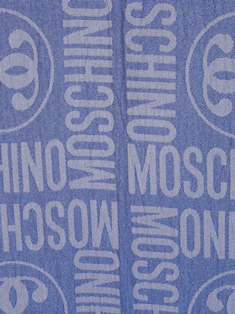 Moschino Sjaal met logoprint - Blauw