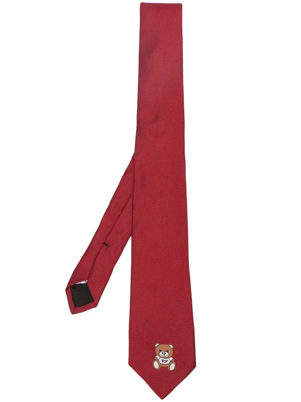 

Moschino corbata de seda con logo bordado - Rojo