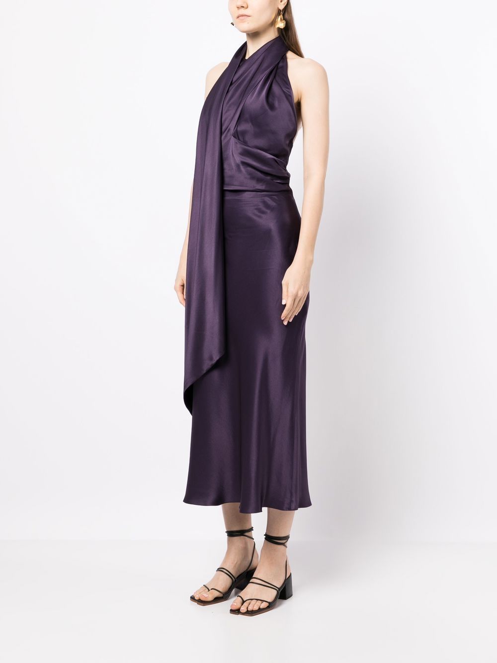 Shop Materiel Halterneck Midi Dress In Purple