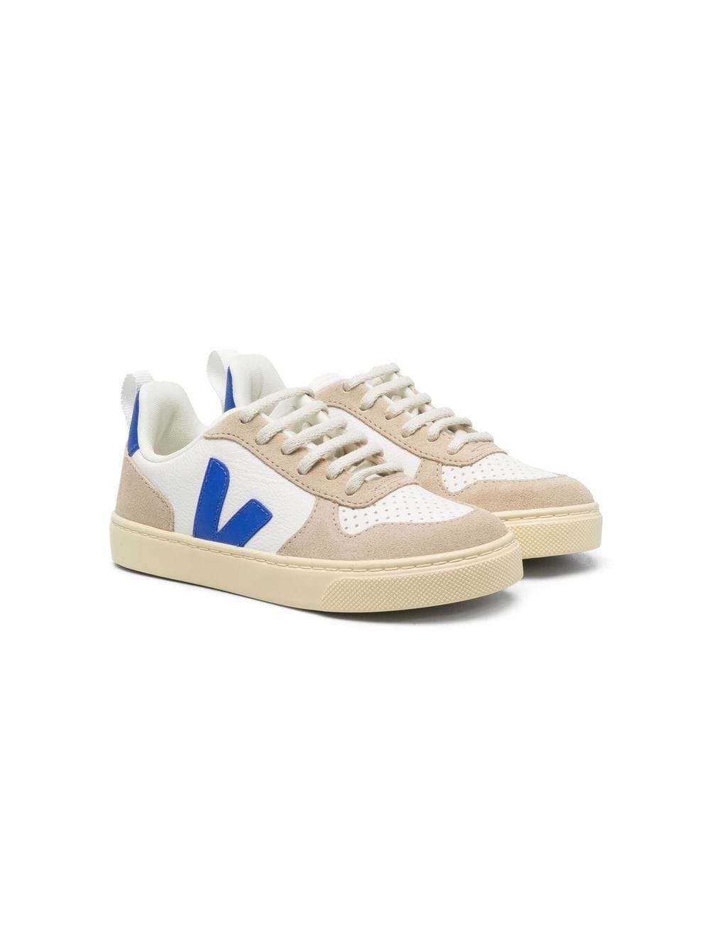 Veja Kids' Logo-patch Leather Sneakers In White