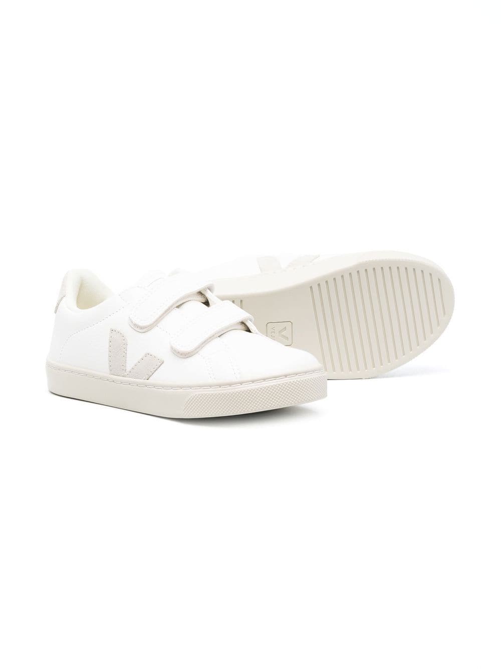 Shop Veja Touch-strap Calf-leather Shoes In White