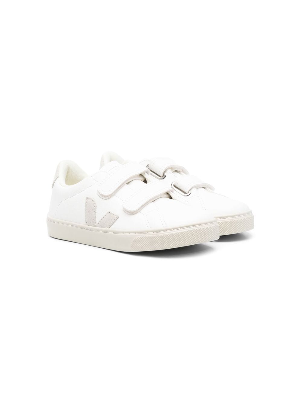 Veja Kids' Touch-strap Calf-leather Shoes In White