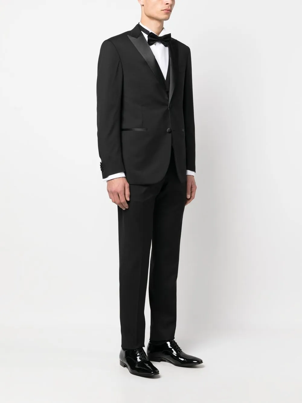 Corneliani Single-breasted Three-piece Suit In Black