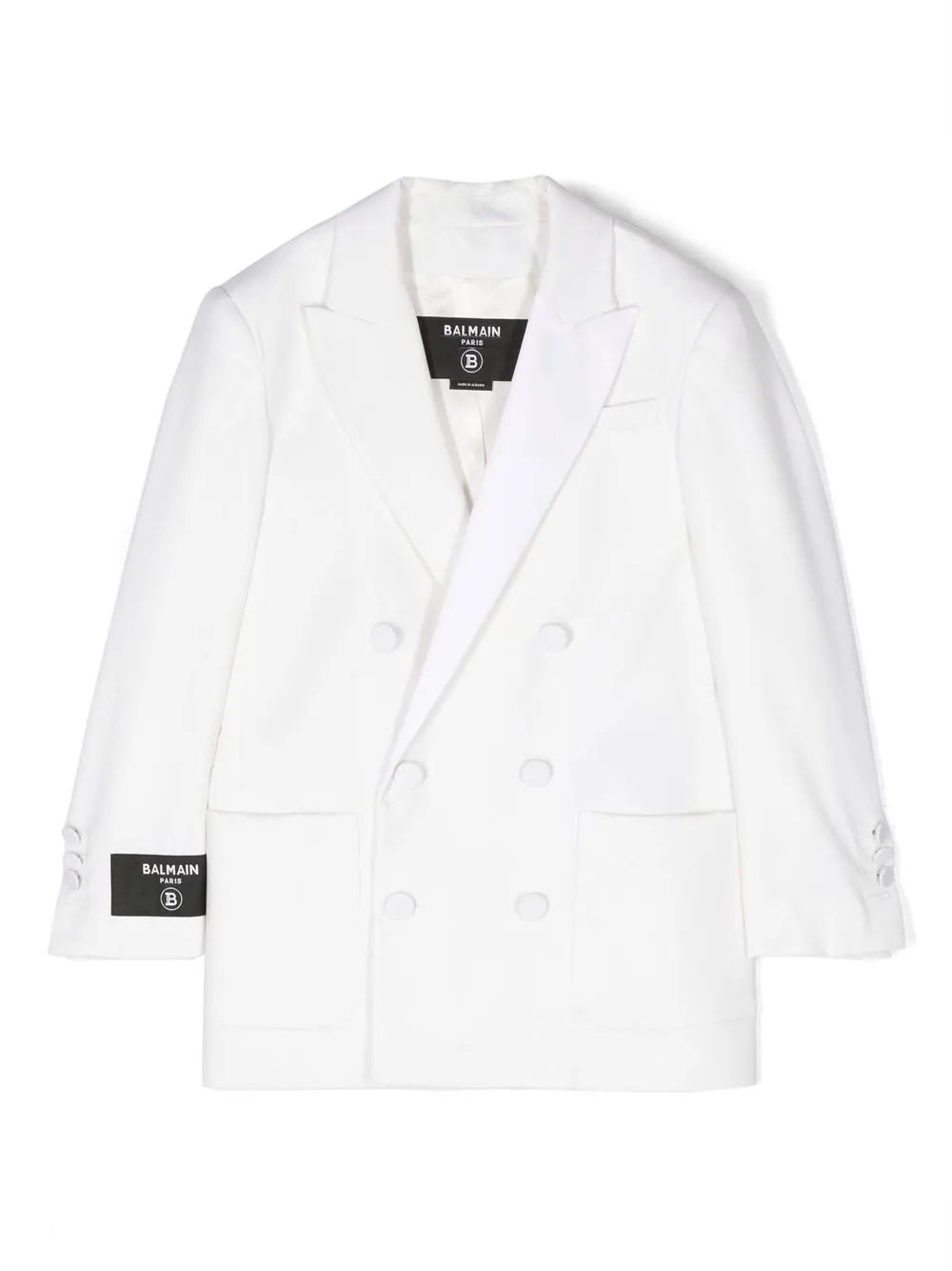 

Balmain Kids logo-patch double-breasted blazer - White