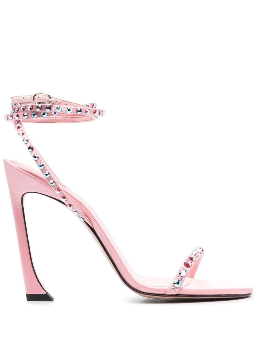 Piferi Fade Crystal Embellished Ankle Wrap Sandal In Pink