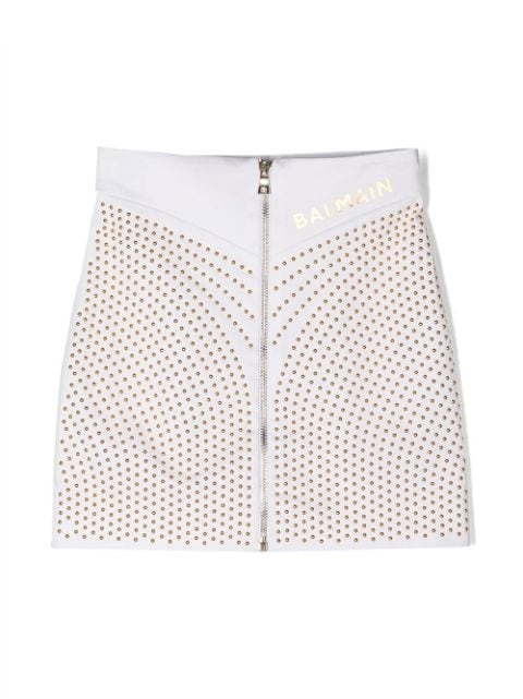 stud-embellished zip-up skirt 